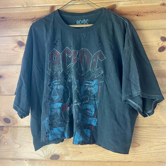 Tops | Acdc Crop Top Dark Grey | Poshmark